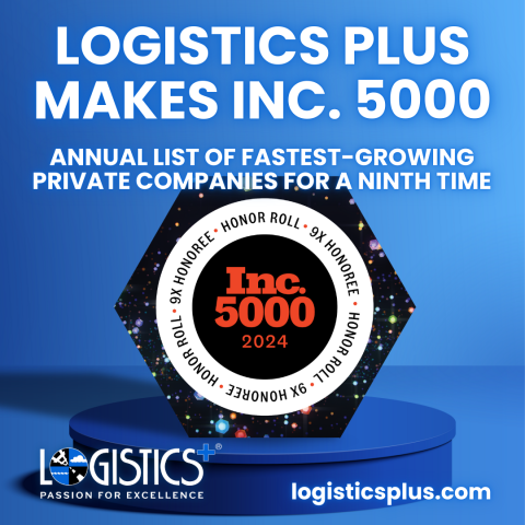 Logistics Plus Makes Inc. 5000 Annual List of Fastest-Growing Private Companies for a Ninth Time